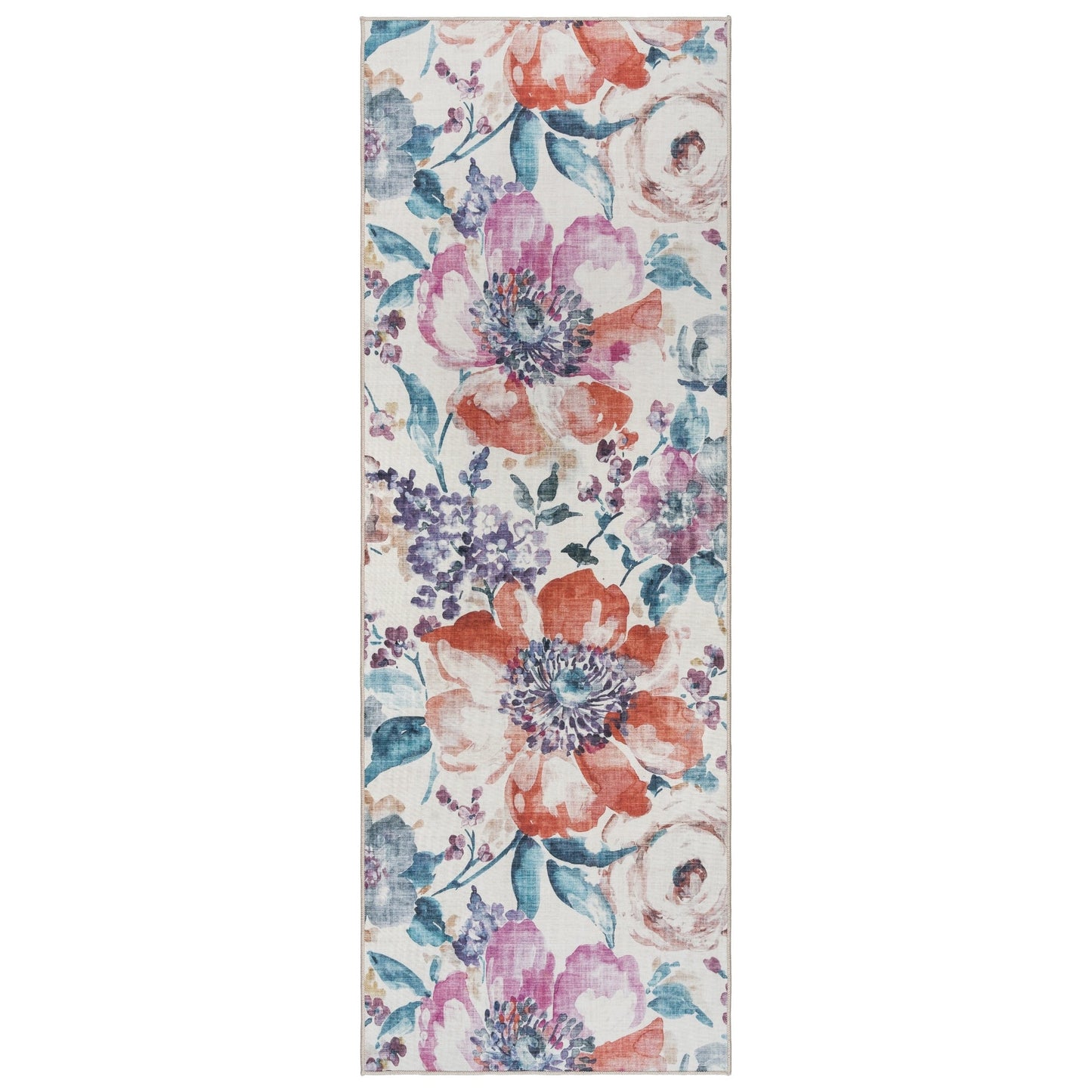 Gertmenian Crystal Print Washable Digital Printed Flat Pile Polyester Slip Resistant Area Rug Collection