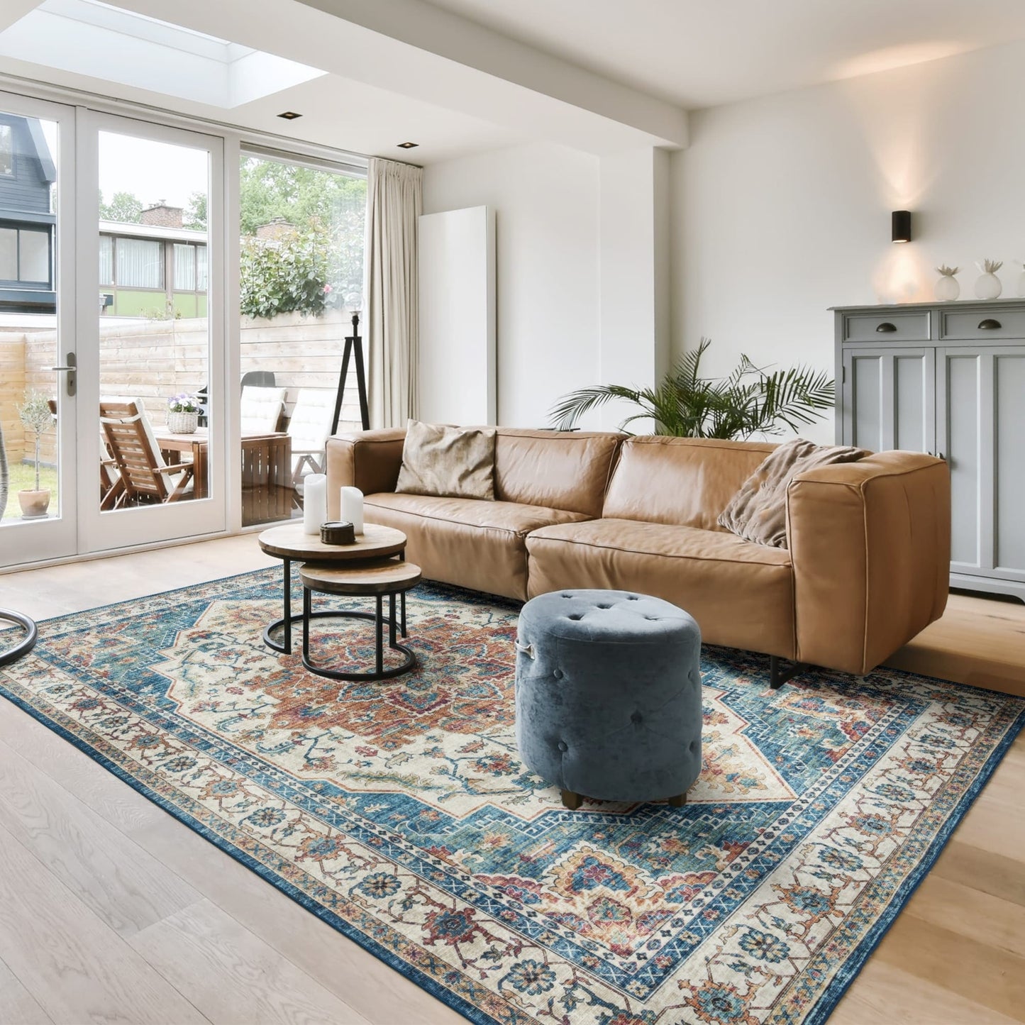 Gertmenian Crystal Print Washable Digital Printed Flat Pile Polyester Slip Resistant Area Rug Collection