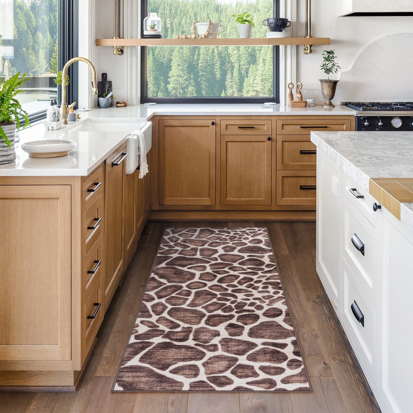 Gertmenian Crystal Print Washable Digital Printed Flat Pile Polyester Slip Resistant Area Rug Collection