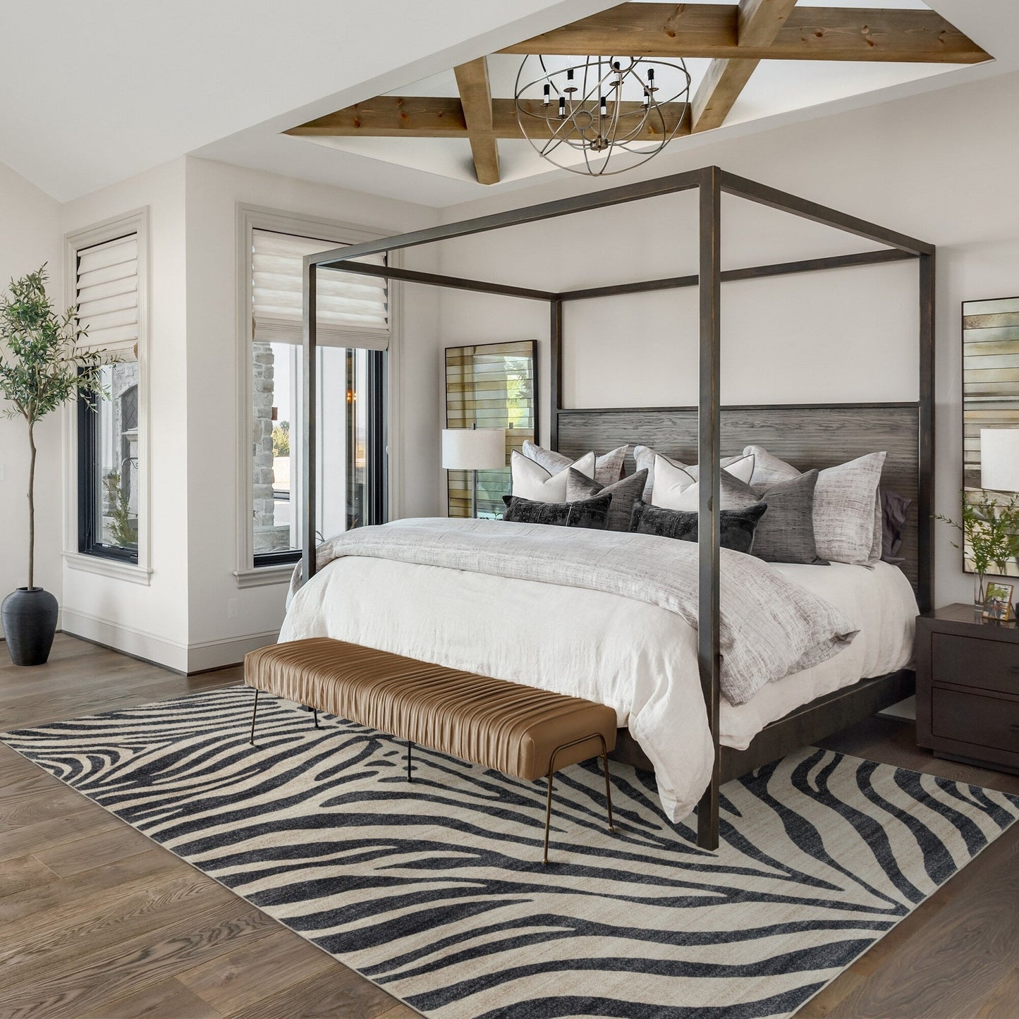 Gertmenian Crystal Print Washable Digital Printed Flat Pile Polyester Slip Resistant Area Rug Collection