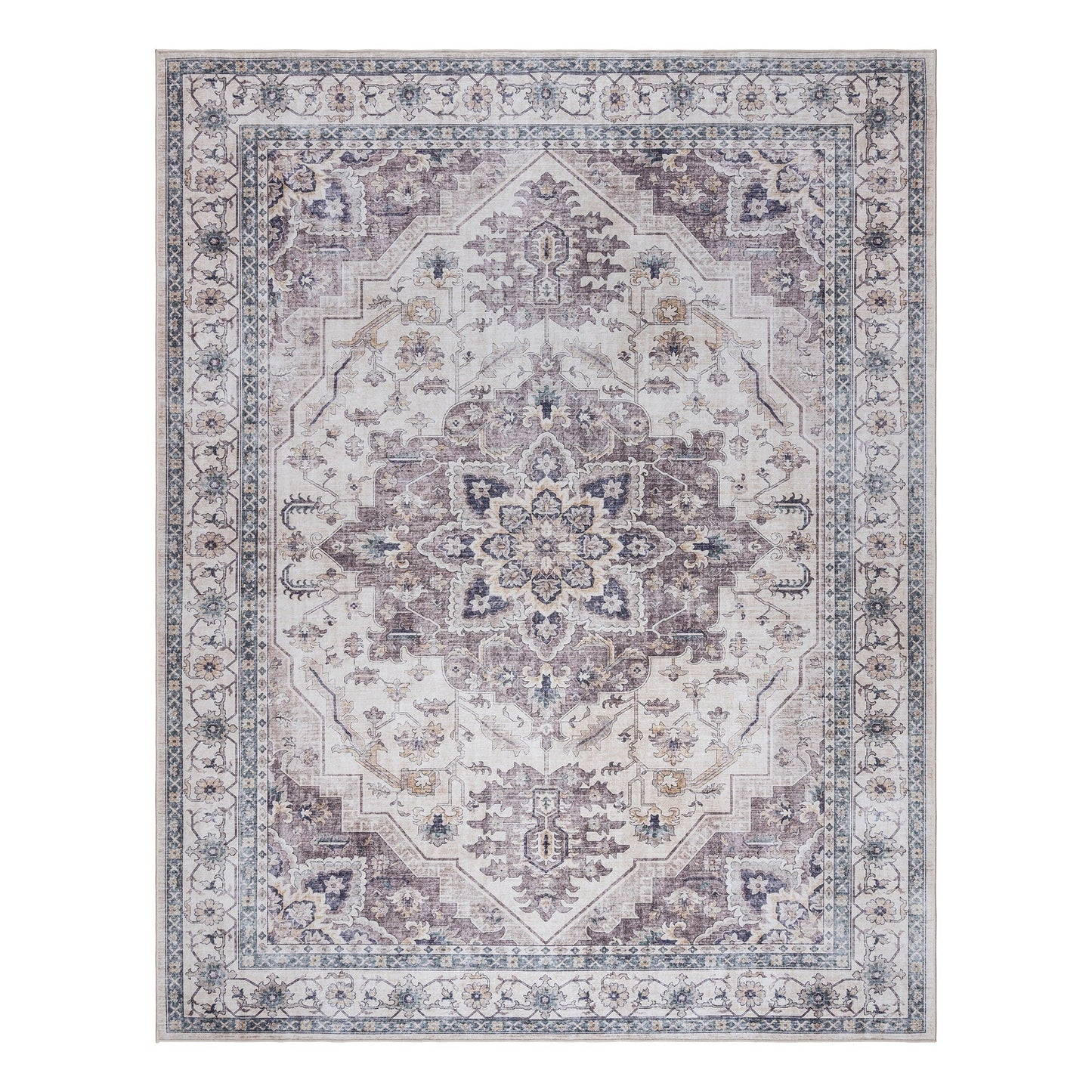 Gertmenian Crystal Print Washable Digital Printed Flat Pile Polyester Slip Resistant Area Rug Collection