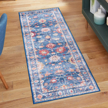 Gertmenian Crystal Print Washable Digital Printed Flat Pile Polyester Slip Resistant Area Rug Collection