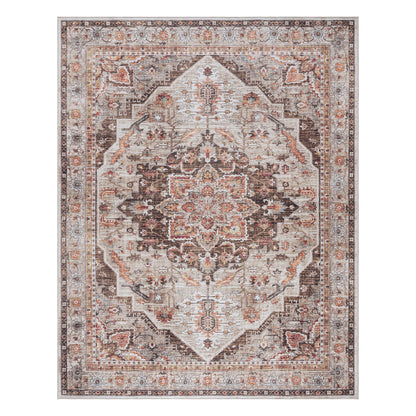 Gertmenian Crystal Print Washable Digital Printed Flat Pile Polyester Slip Resistant Area Rug Collection