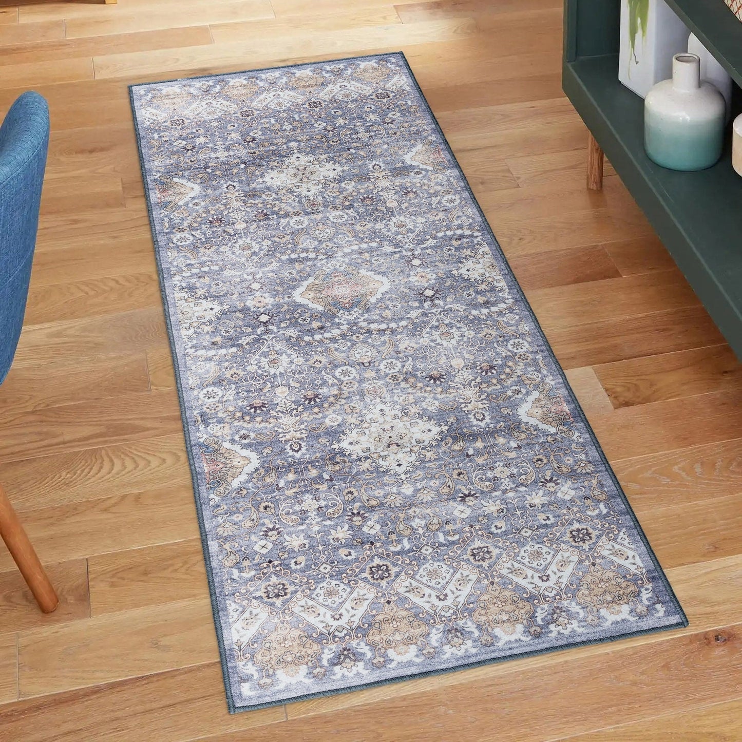 Gertmenian Crystal Print Washable Digital Printed Flat Pile Polyester Slip Resistant Area Rug Collection