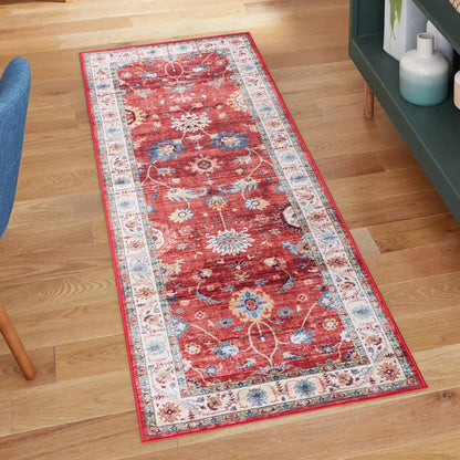 Gertmenian Crystal Print Washable Digital Printed Flat Pile Polyester Slip Resistant Area Rug Collection