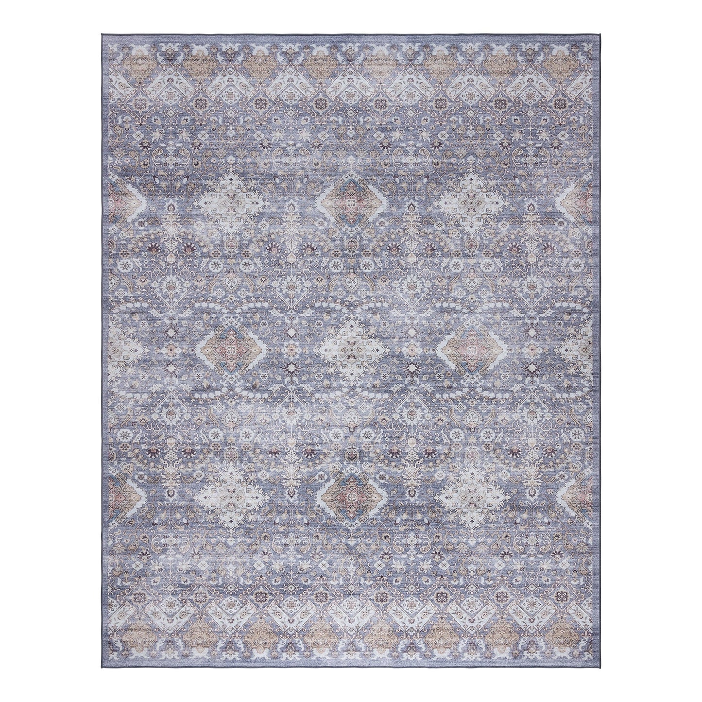 Gertmenian Crystal Print Washable Digital Printed Flat Pile Polyester Slip Resistant Area Rug Collection