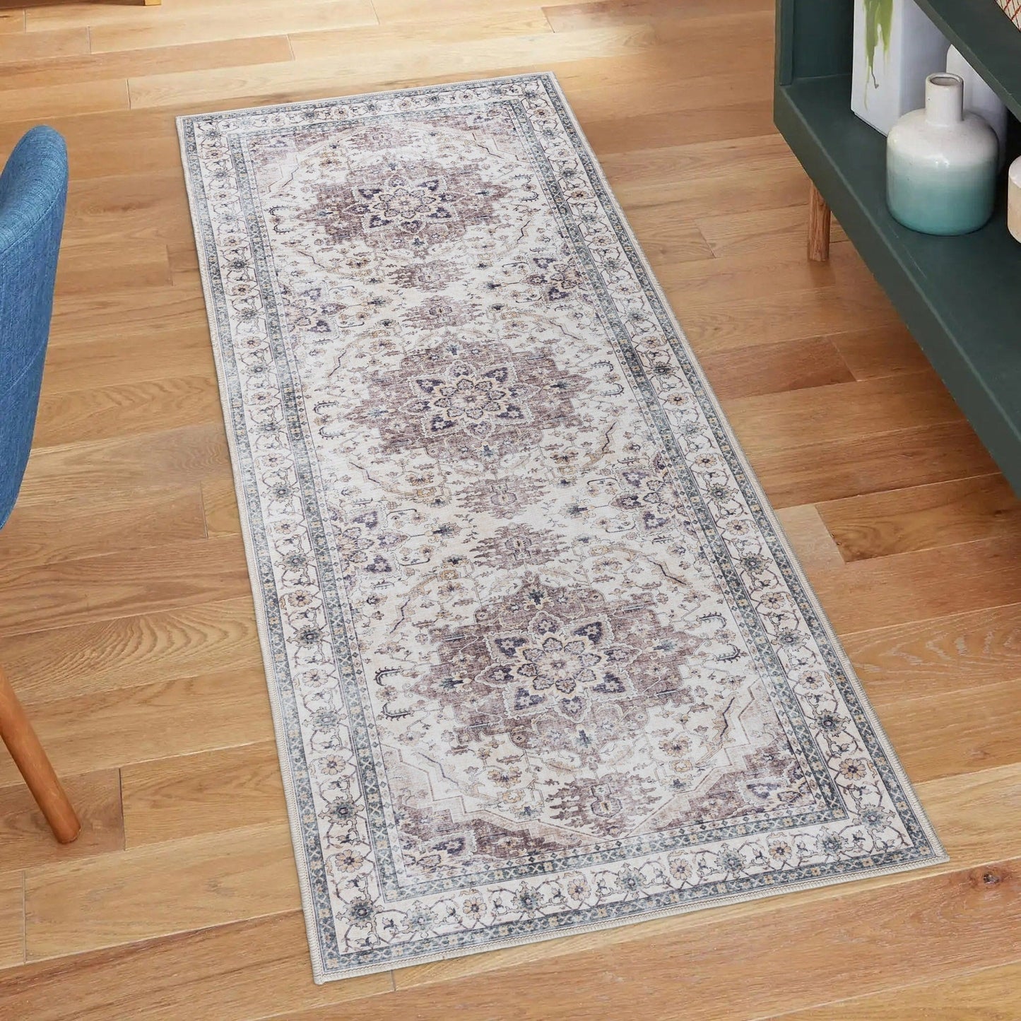 Gertmenian Crystal Print Washable Digital Printed Flat Pile Polyester Slip Resistant Area Rug Collection