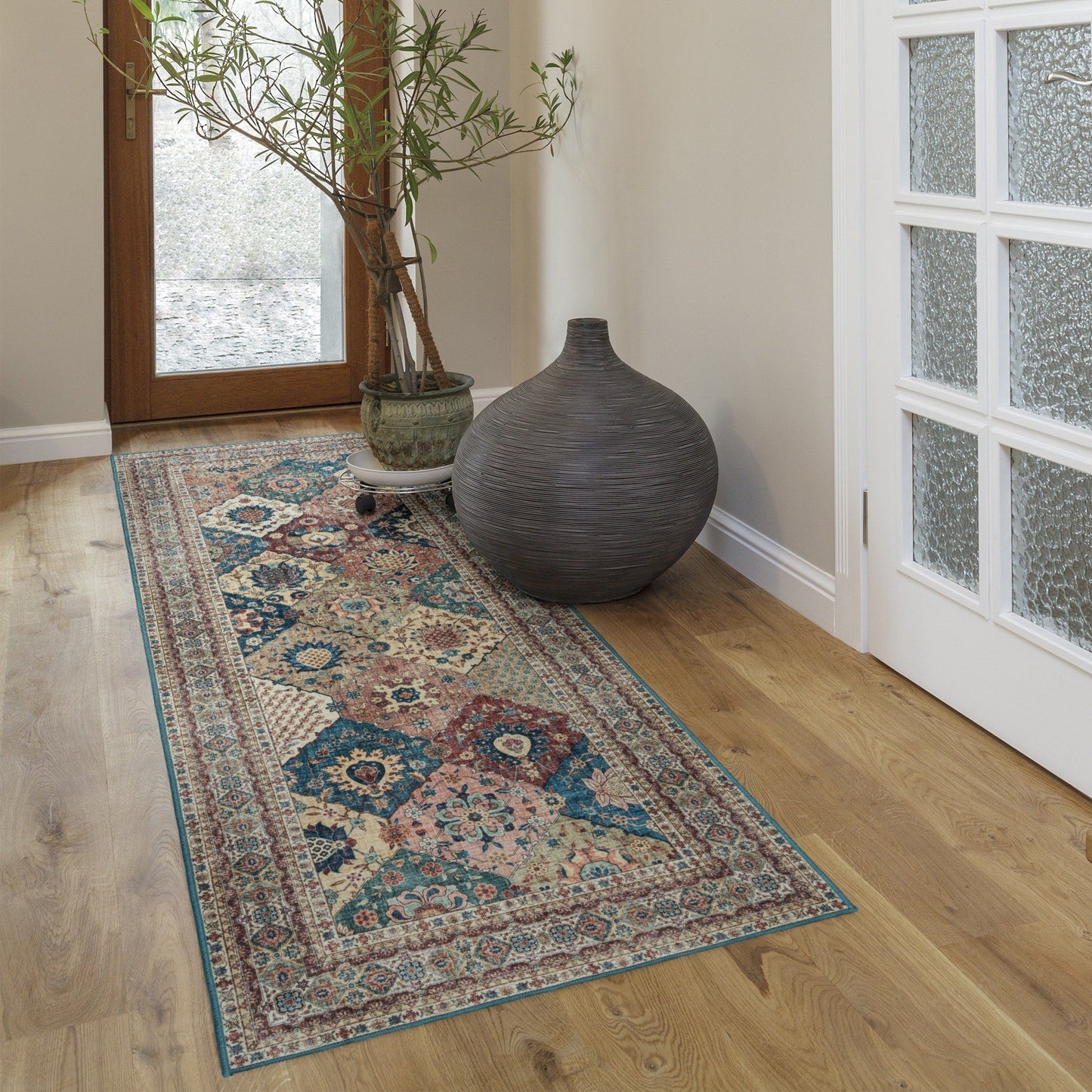 Gertmenian Crystal Print Washable Digital Printed Flat Pile Polyester Slip Resistant Area Rug Collection