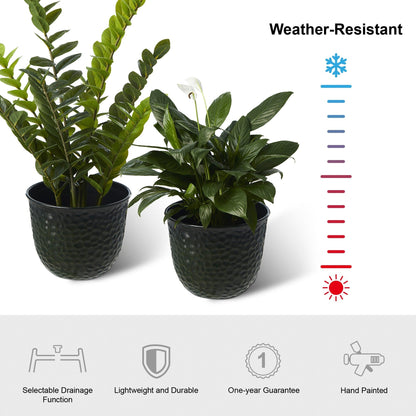 Glitzhome 19.75 H Eco-Friendly Oversized Faux Ceramic Diamond Textured Tall Planter Porch Flowerpot (Set of 2)