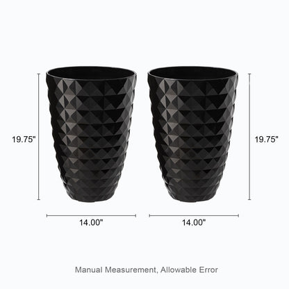 Glitzhome 19.75 H Eco-Friendly Oversized Faux Ceramic Diamond Textured Tall Planter Porch Flowerpot (Set of 2)