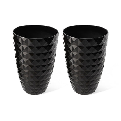 Glitzhome 19.75 H Eco-Friendly Oversized Faux Ceramic Diamond Textured Tall Planter Porch Flowerpot (Set of 2)