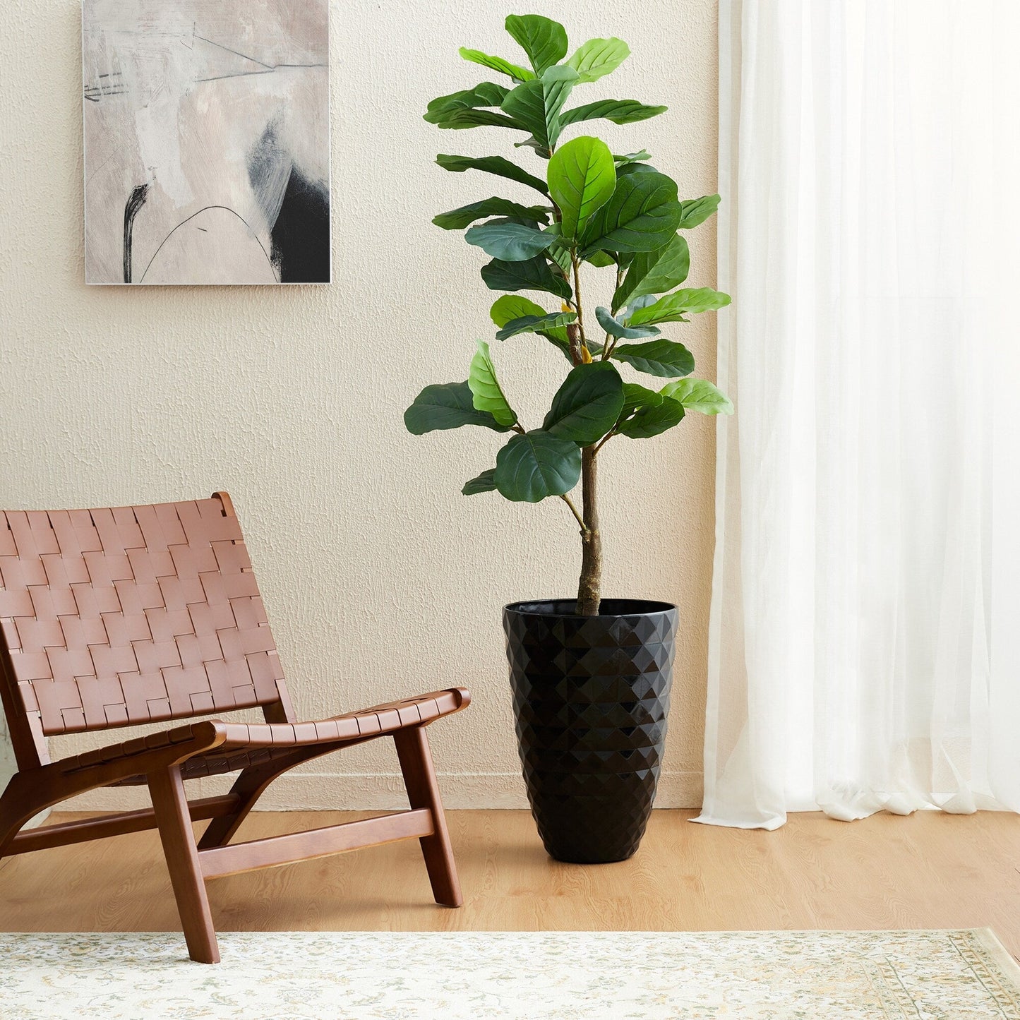 Glitzhome 19.75 H Eco-Friendly Oversized Faux Ceramic Diamond Textured Tall Planter Porch Flowerpot (Set of 2)