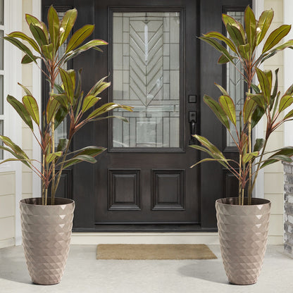 Glitzhome 19.75 H Eco-Friendly Oversized Faux Ceramic Diamond Textured Tall Planter Porch Flowerpot (Set of 2)