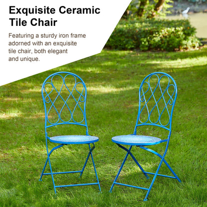 Ensemble bistrot pliant d'extérieur en métal Glitzhome 3 pièces avec table et chaises