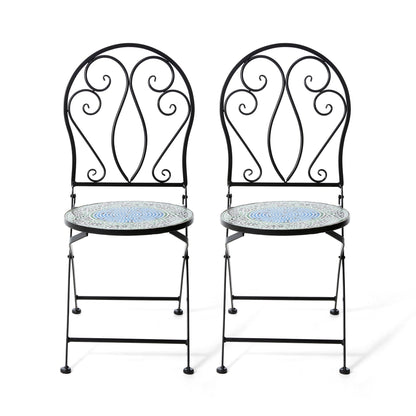 Ensemble bistrot pliant d'extérieur en métal Glitzhome 3 pièces avec table et chaises