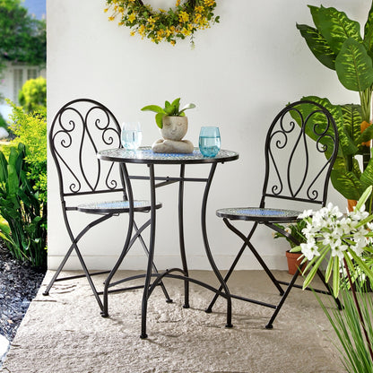 Ensemble bistrot pliant d'extérieur en métal Glitzhome 3 pièces avec table et chaises