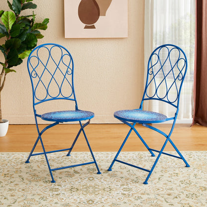 Ensemble bistrot pliant d'extérieur en métal Glitzhome 3 pièces avec table et chaises