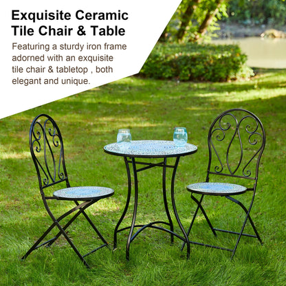 Ensemble bistrot pliant d'extérieur en métal Glitzhome 3 pièces avec table et chaises