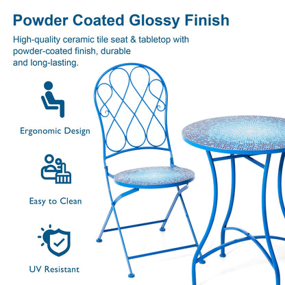 Ensemble bistrot pliant d'extérieur en métal Glitzhome 3 pièces avec table et chaises