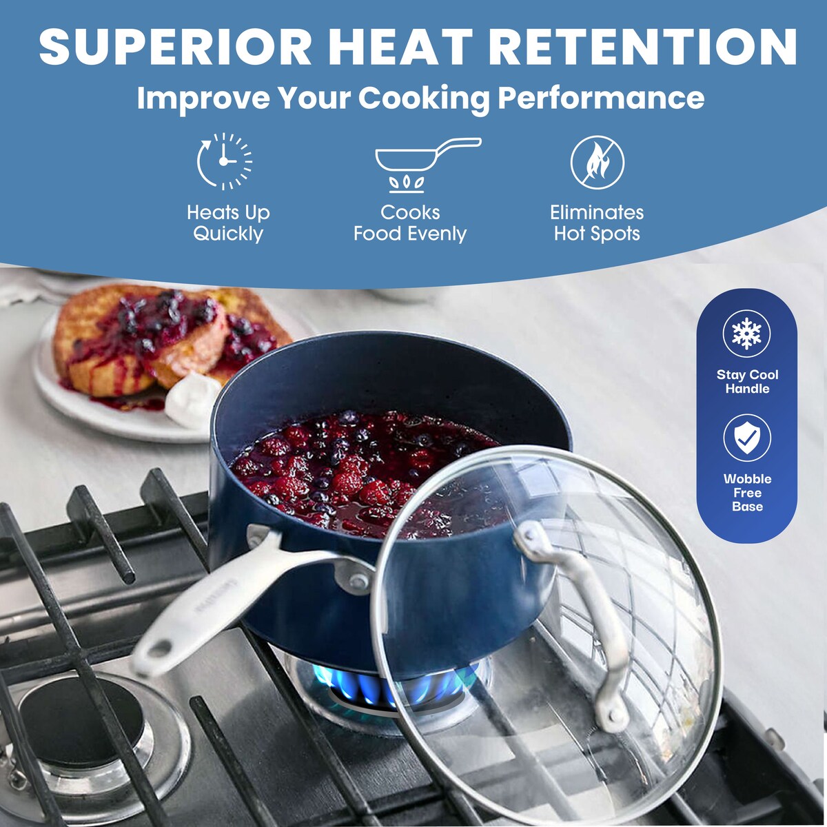 Batterie de cuisine antiadhésive Granitestone Blue 20 pièces