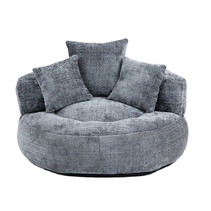 Canapé poire simple gris surdimensionné en chenille de 42,52 pouces avec trois oreillers pour chambre à coucher