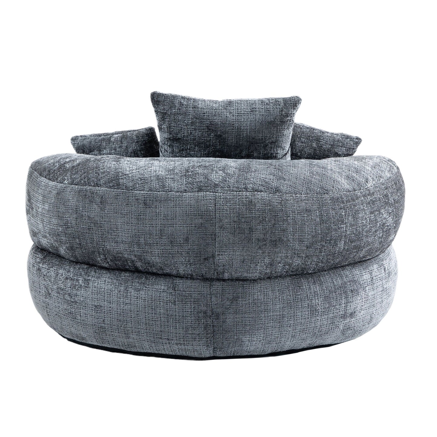 Canapé poire simple gris surdimensionné en chenille de 42,52 pouces avec trois oreillers pour chambre à coucher