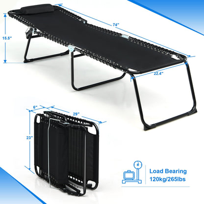 Chaise longue de plage pliante Gymax avec oreiller, 4 niveaux