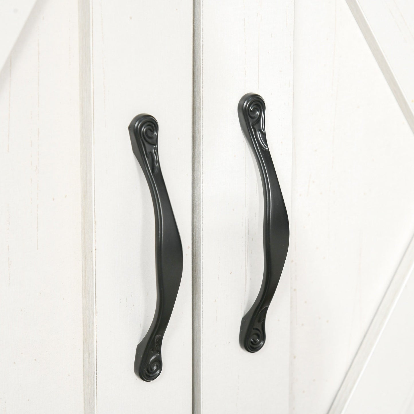 HOMCOM 32 Farmhouse Barn Door Style Sideboard Cabinet,Buffet Storage Cabinet Coffee Bar for Living Room or Entryway