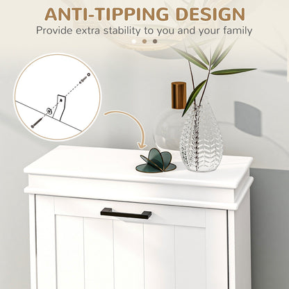 HOMCOM Shoe Cabinet for Entryway, Narrow Shoe Rack Storage Organizer with 2 Flip Drawers and Adjustable Shelves