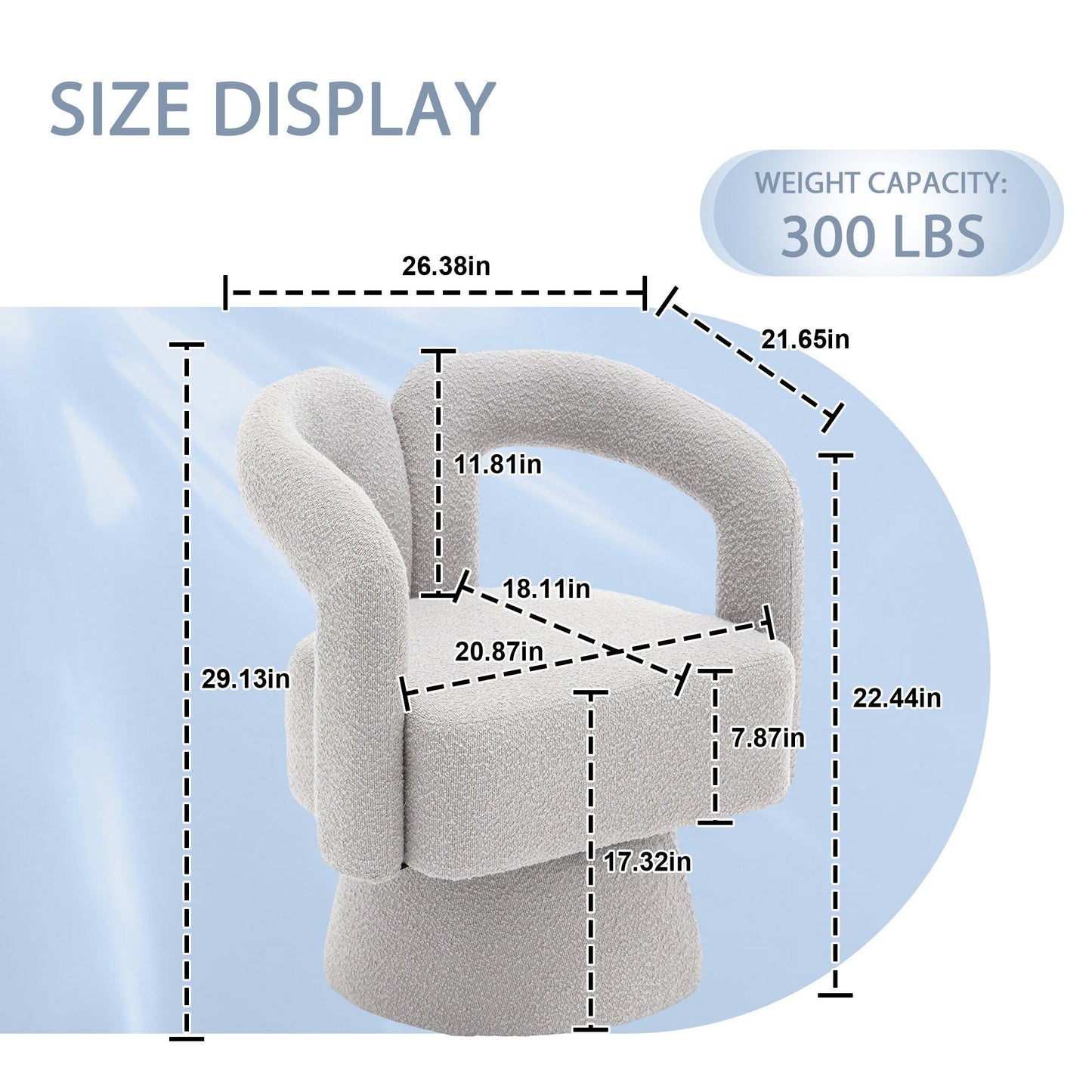 Fauteuils d'appoint pivotants à 360 degrés rembourrés Boucle de HOMEFUN