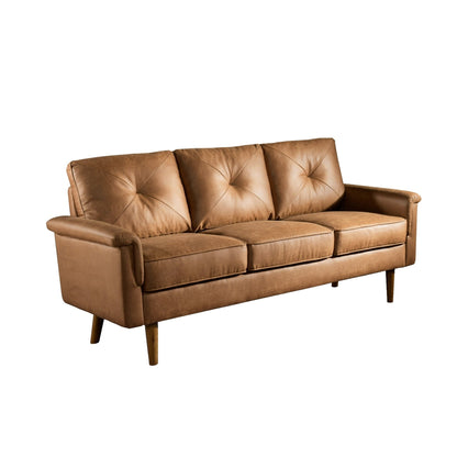 HOOOWOOO Mid-Century 3-Seat Upholstered Sofa with Wood Legs for Living Room