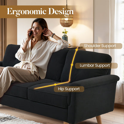 HOOOWOOO Mid-Century 3-Seat Upholstered Sofa with Wood Legs for Living Room