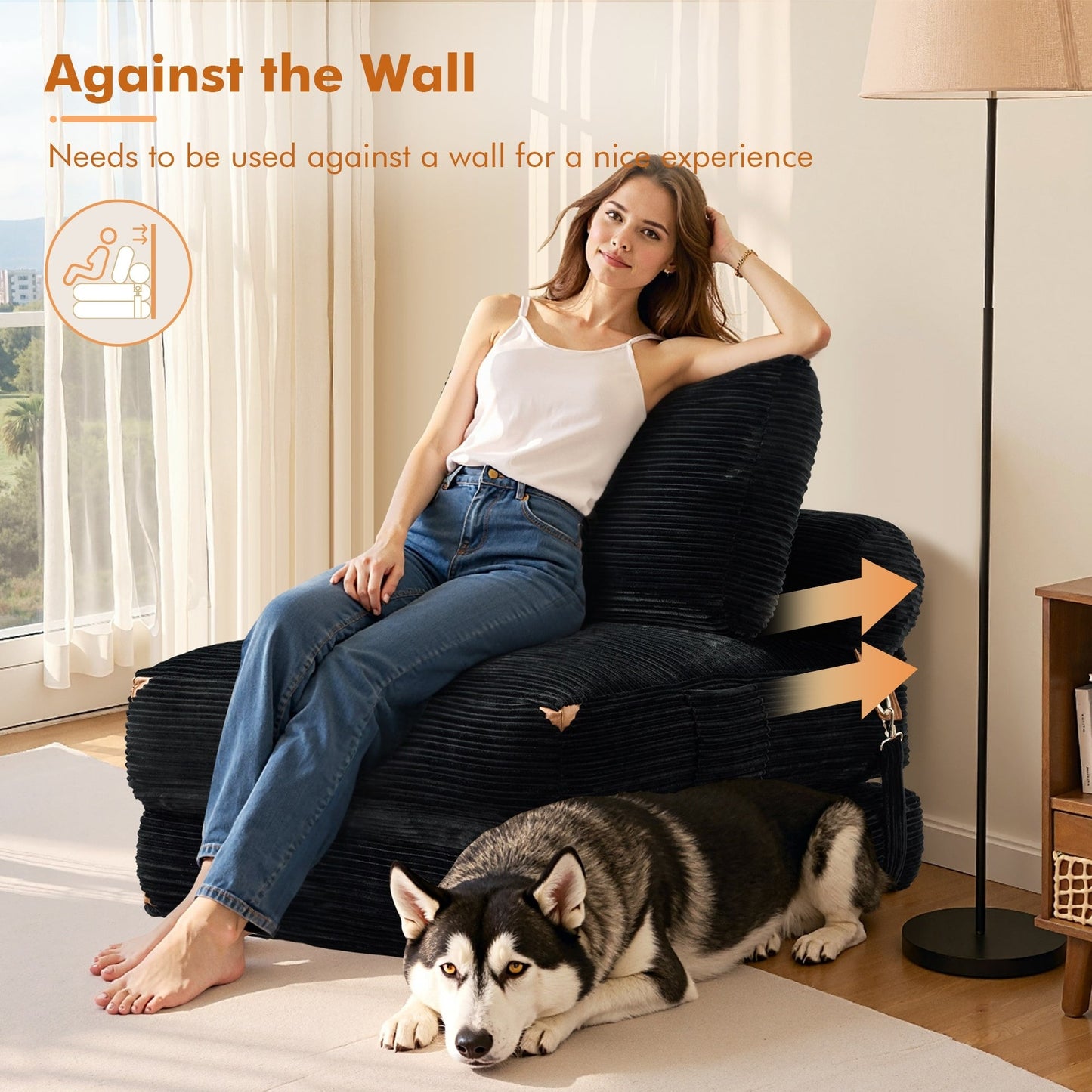 Canapé pliant moderne en velours côtelé HOOOWOOO