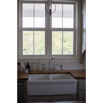 Robinet de cuisine Heritage Bridge avec douchette en laiton