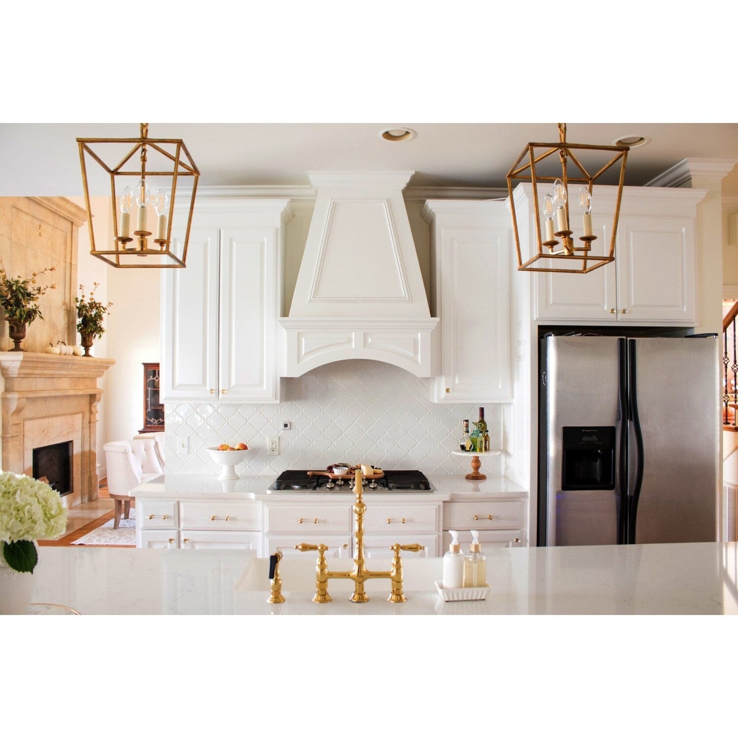 Robinet de cuisine Heritage Bridge avec douchette en laiton