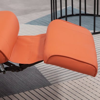 Fauteuil inclinable manuel pivotant et réglable en similicuir HomCom avec repose-pieds confortable et relaxant