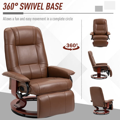 Fauteuil inclinable manuel pivotant et réglable en similicuir HomCom avec repose-pieds confortable et relaxant