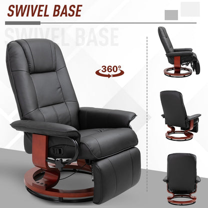 Fauteuil inclinable manuel pivotant et réglable en similicuir HomCom avec repose-pieds confortable et relaxant