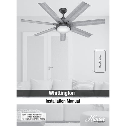 Hunter WiFi Whittington Ceiling Fan with LED Light, Handheld Remote - Windmill - Industrial, Farmhouse, Rustic - SMART FAN!