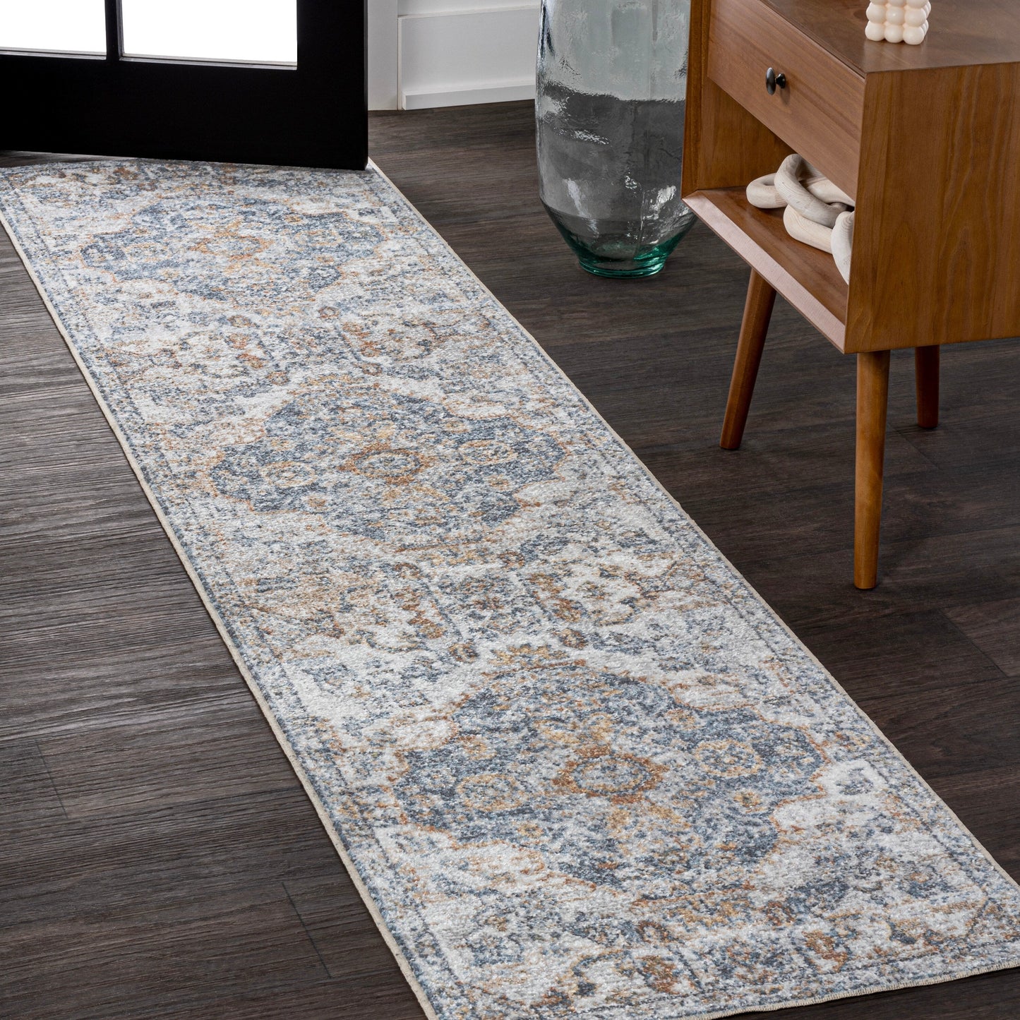 JONATHAN Y Brandy Bohemian Medallion Low-Pile Machine-Washable Cream/Terra Area Rug