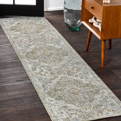 JONATHAN Y Brandy Bohemian Medallion Low-Pile Machine-Washable Cream/Terra Area Rug