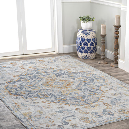 JONATHAN Y Brandy Bohemian Medallion Low-Pile Machine-Washable Cream/Terra Area Rug