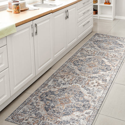 JONATHAN Y Brandy Bohemian Medallion Low-Pile Machine-Washable Cream/Terra Area Rug