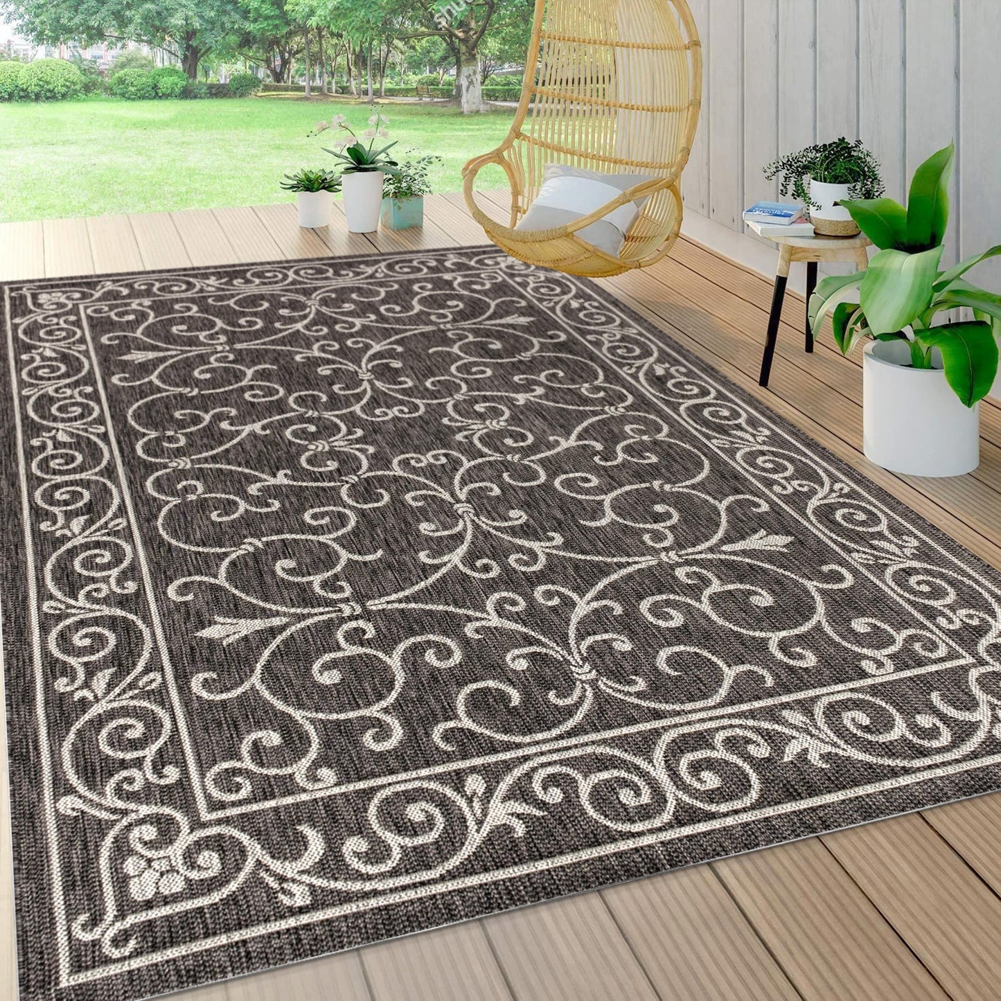 JONATHAN Y Filigree Textured Weave Indoor/Outdoor Area Rug
