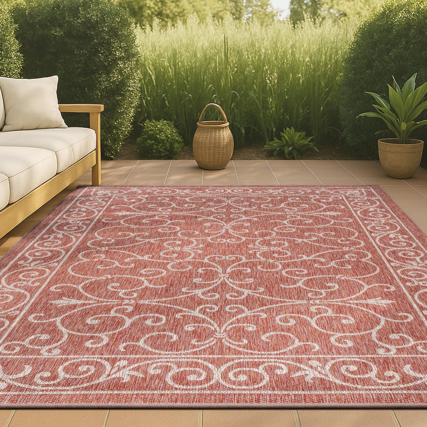 JONATHAN Y Filigree Textured Weave Indoor/Outdoor Area Rug