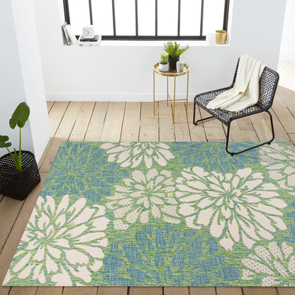 JONATHAN Y Floral Textured Weave Indoor/Outdoor Area Rug