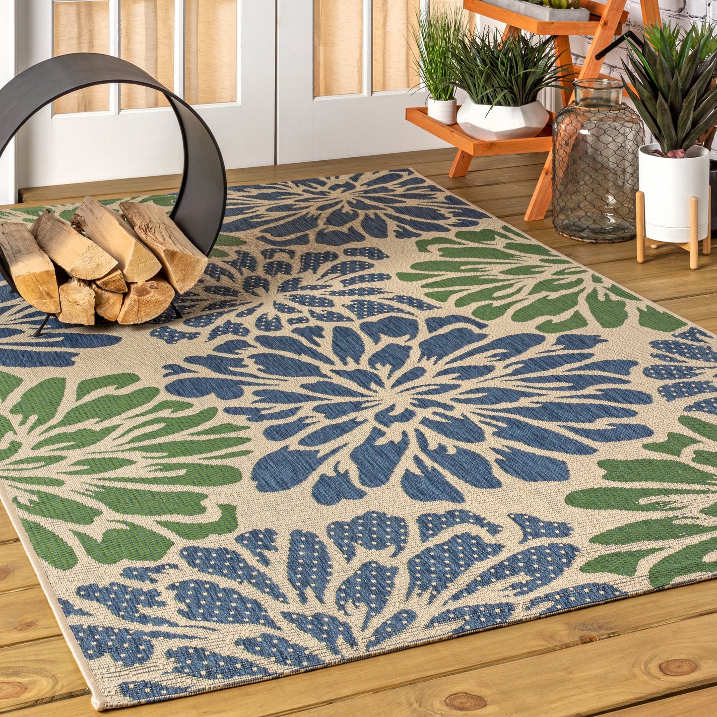 JONATHAN Y Floral Textured Weave Indoor/Outdoor Area Rug