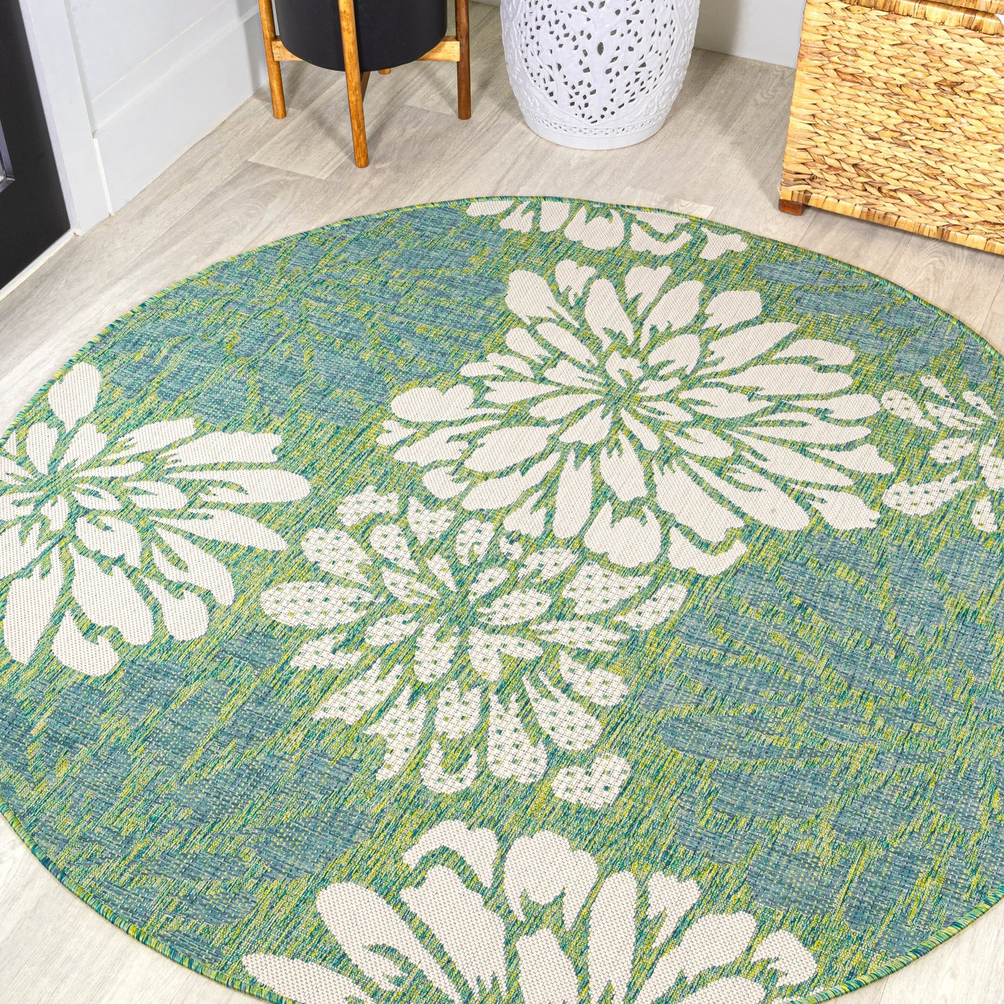 JONATHAN Y Floral Textured Weave Indoor/Outdoor Area Rug