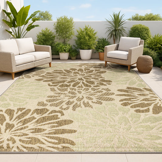 JONATHAN Y Floral Textured Weave Indoor/Outdoor Area Rug