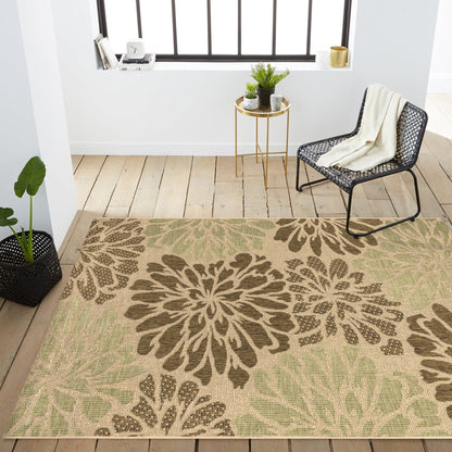 JONATHAN Y Floral Textured Weave Indoor/Outdoor Area Rug